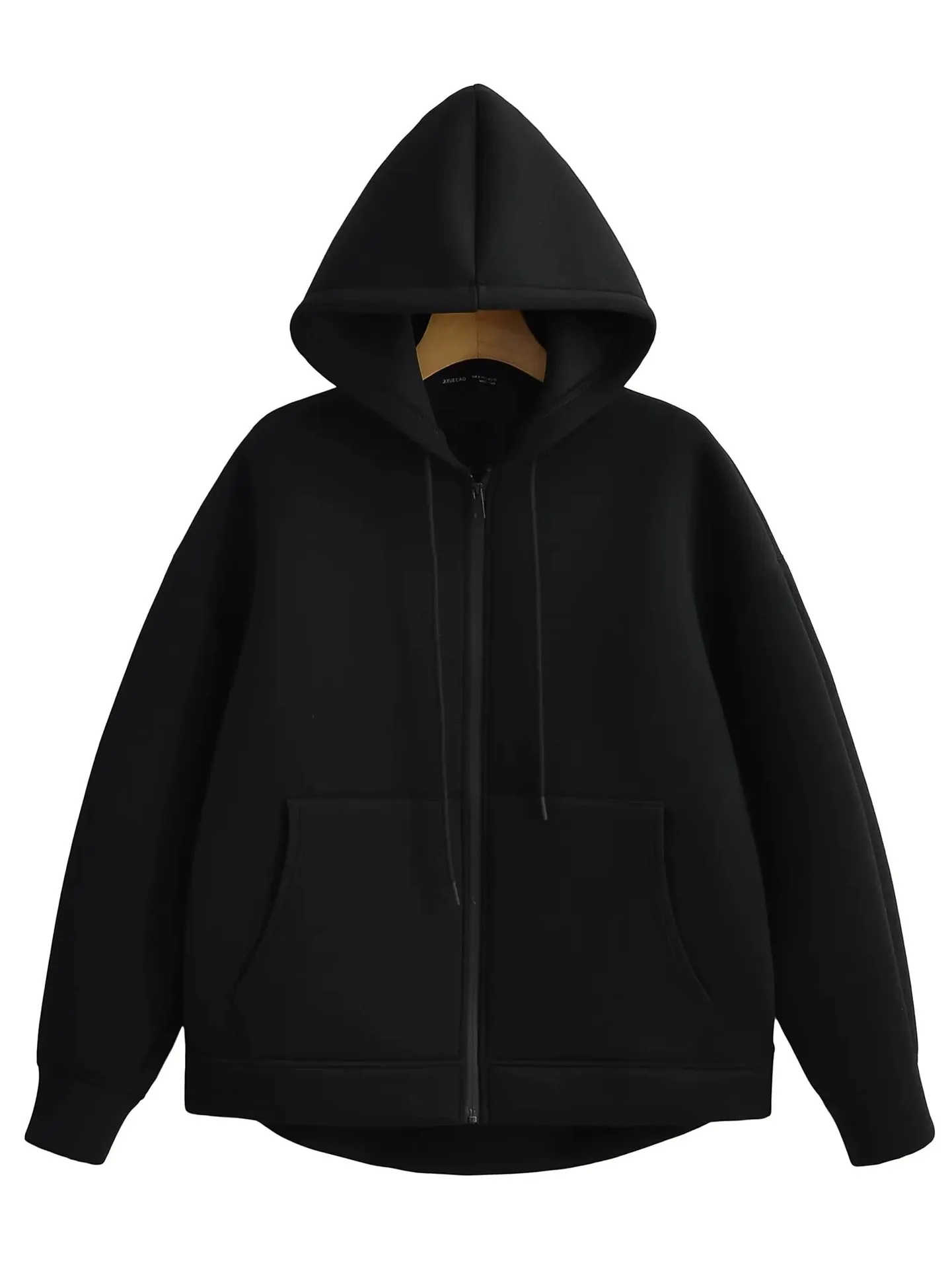 Herbstliche Damen-Freizeitjacke mit Kapuze, lockerer Oversize-Schnitt, Reißverschluss-Hoodie, Sweatshirt, einfarbiger Mantel, schicke Oberbekleidung für Bürodamen, Oberteile – Detail 21