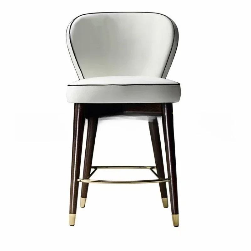 

Modern simple solid wood bar chair furniture restaurant cafe hotel clubhouse leisure front desk chair bench