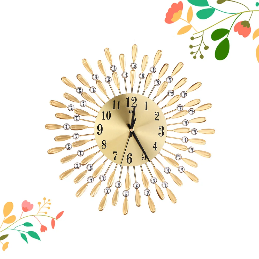 

Luxury Flash Diamond Wall Clock Exquisite Workmanship Modern Silent Decorative for Home Office Living Room Golden