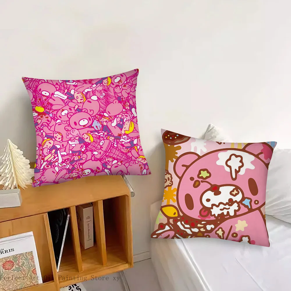 Cartoon Gloomy Bear Pillow Case Fashion Square Pillowcase Bedroom Sofa Room Ins Decoration Leisure Cushion Cover 40x40