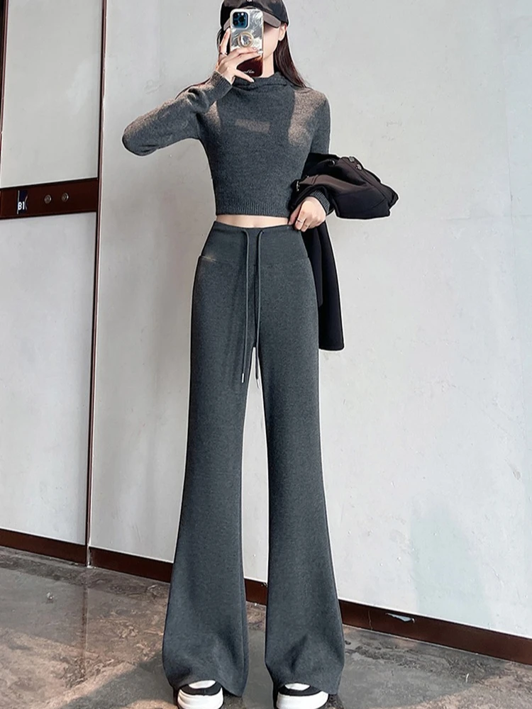 Pantalones acampanados de color liso para mujer, pantalones de yoga rectos adelgazantes de cintura alta para otoño e invierno, pantalones deportivos ligeramente acampanados