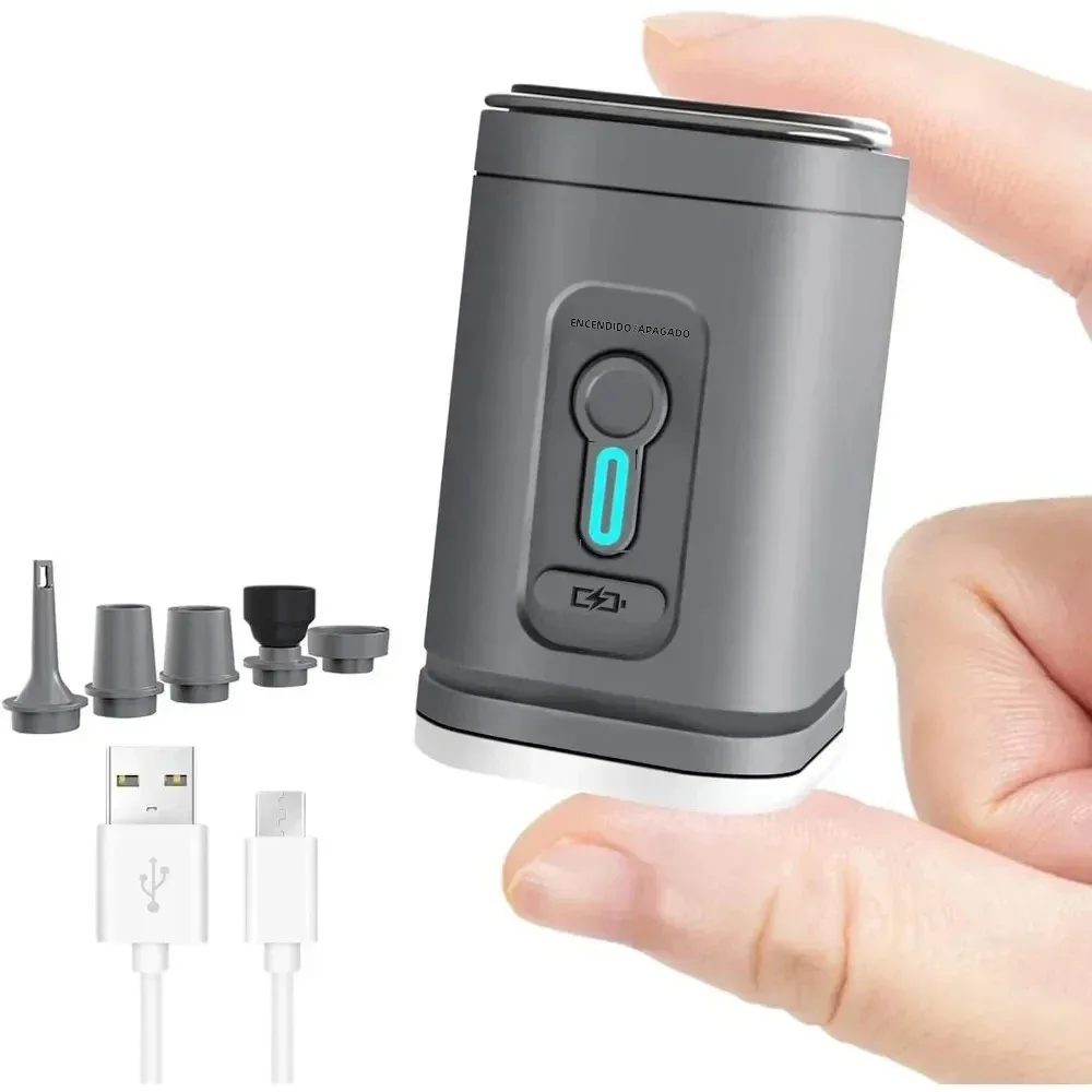 Mini Bomba de Aire Portátil Recargable por USB, Bomba Inalámbrica 2 en 1, Inflador y Desinflador para Bolsas de Almacenamiento al Vacío, Colchones de Aire y Anillos de Natación