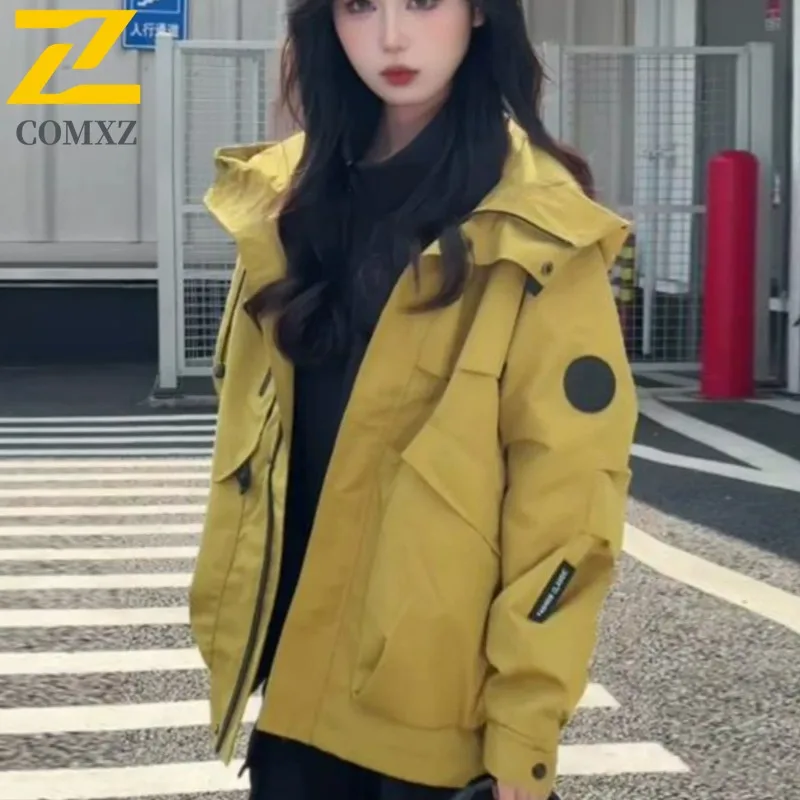 

COMXZ Простая мужская куртка с капюшоном, уличная альпинистская ветрозащитная мотоциклетная куртка, повседневная одежда для отдыха, легкие осенние новые пальто