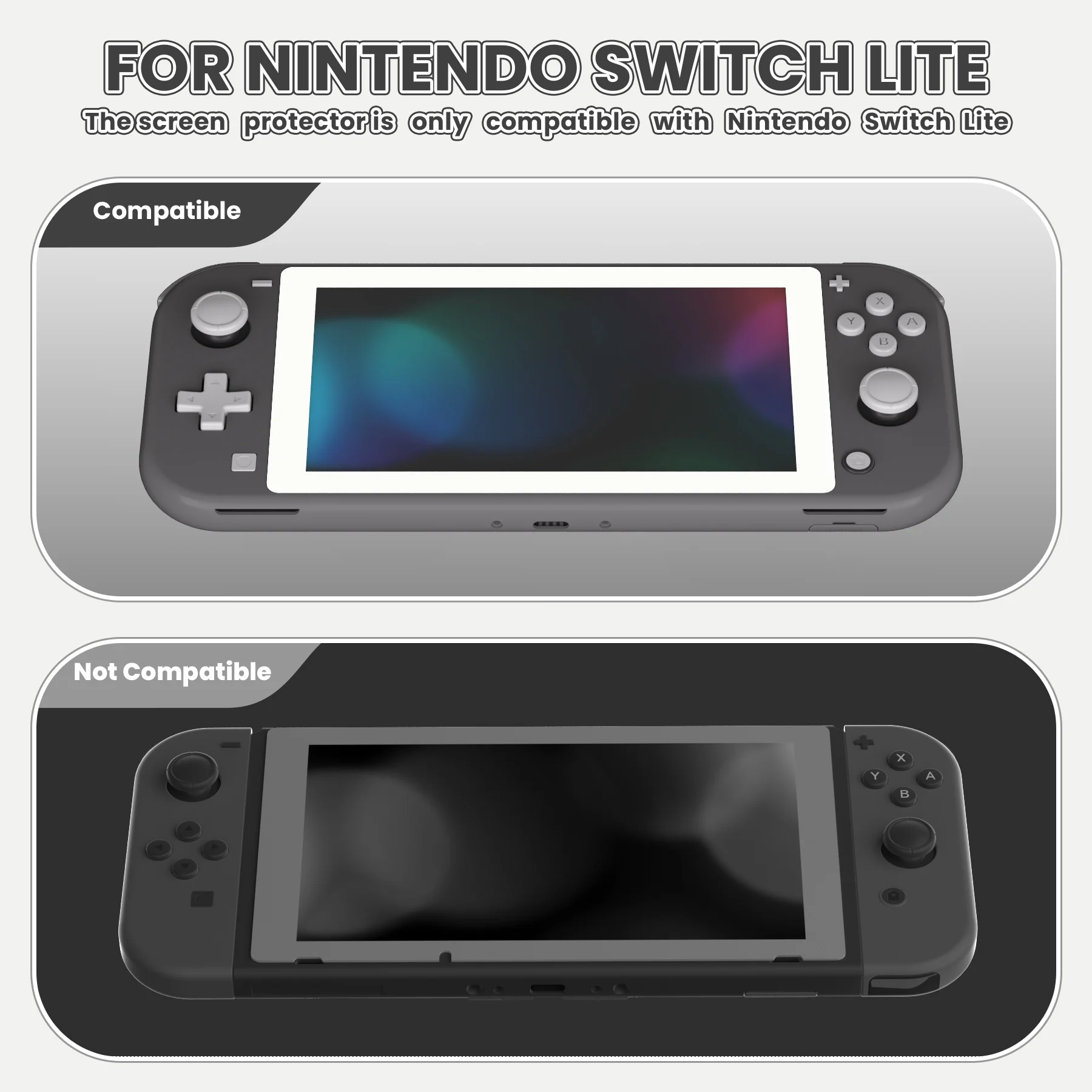 واقي شاشة من الزجاج المقسى ذو حدود ملونة شفافة عالية الدقة وواقي شاشة من الزجاج المقسى لهاتف NS Switch Lite