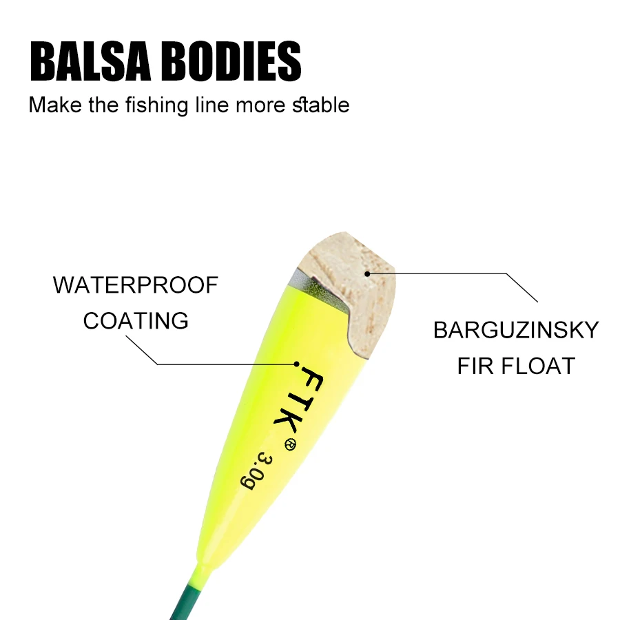 FTK 5pcs/lot Fishing Float Size 2g-4g Barguzinsky Fir Floats Carp Fishing Bobber Vertical Buoy Length 15.5-20cm Fishing Tackle