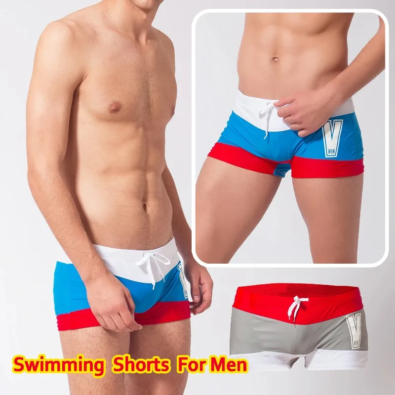 

Быстросохнущие мужские шорты для плавания с низкой талией, мужские плавки-боксеры с надписью на шнурке, эротические шорты-боксеры с квадратными штанинами