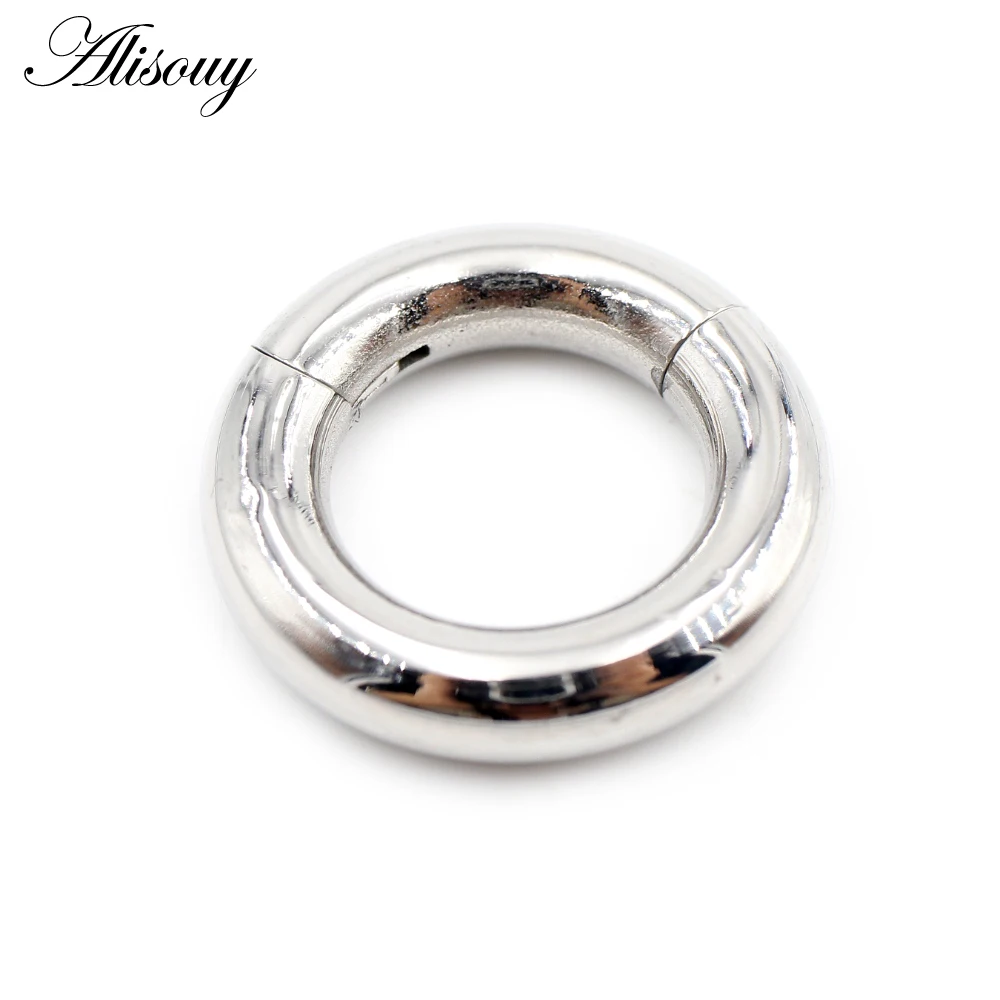 Alisouy 1PC Stainless Steel Large size Round Hinged Clicker Nose Septum Rings Clip Hoop Cartilage Earrings Body Piercing Jewelry