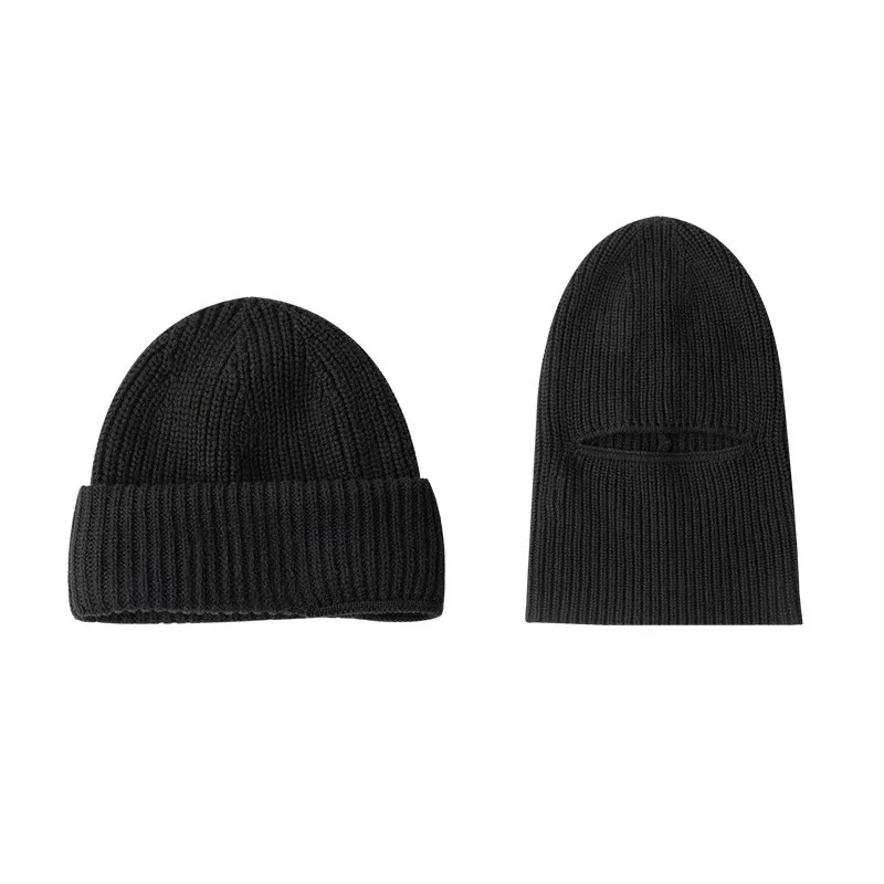 الرجال الشتاء Skullies قبعة حريمي للنساء محبوك وشاح من الصوف قبعات بالاكلافا قناع Gorras بونيه سميكة الدافئة اليدوية قبعة
