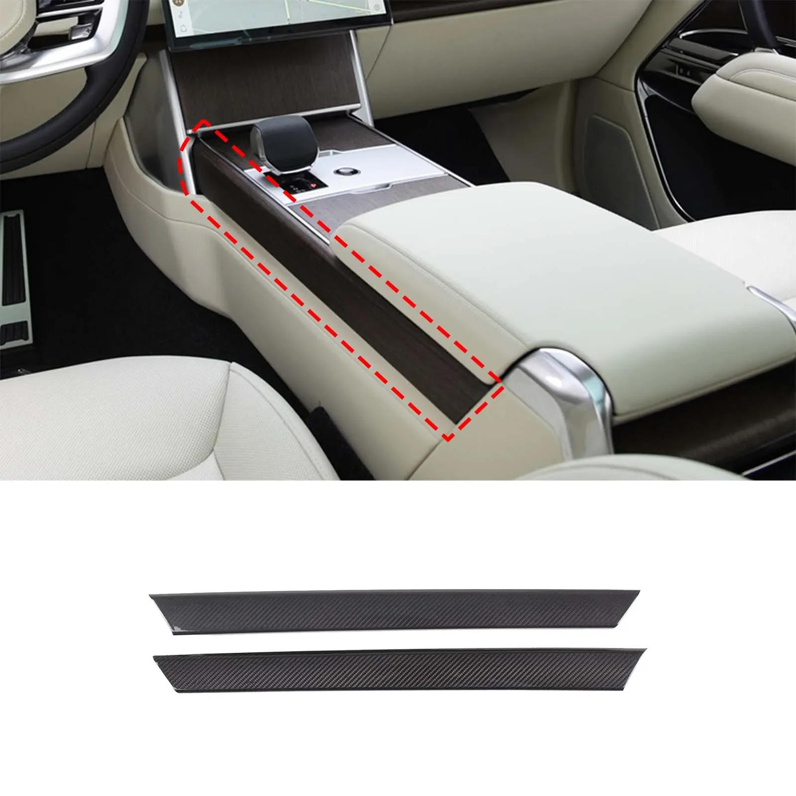 

For Range Rover Vogue 2023+ Real Carbon Fiber Car Center Control Gearshift Both Sides Decorative Cover Sticker Car Accessories