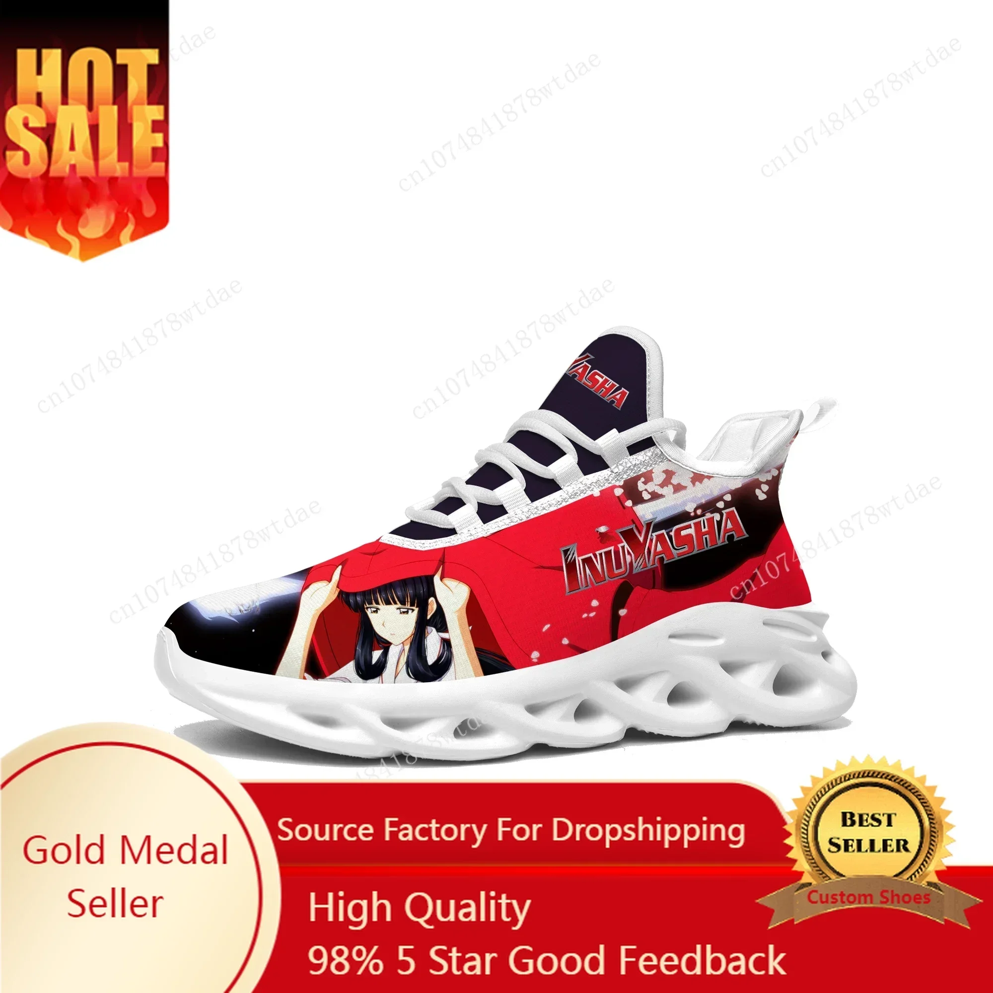 Kikyo Flats Sneakers Mens Womens Teenager Sports Running Shoes High Quality Inuyasha Anime Cartoon Custom Lace Up Mesh Footwear