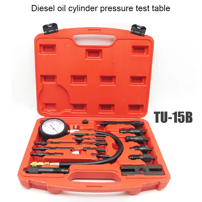 

TU-15B Professional Diesel Engine Compression Tester Tool Kit,Full Range Cylinder Gauge Pressure Detection Test Set