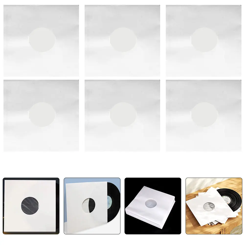 

6pcs Vinyl Bag 12 Inch Album Sleeve White Kraft Paper Inner Sleeves Anti-static Dust-proof Storage Album Cover