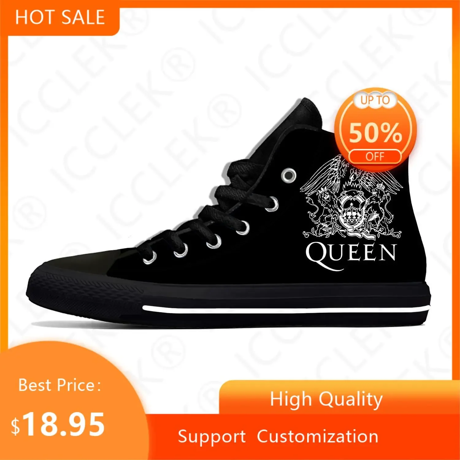 Hot Queen Freddie Mercury Rock Band Fashion Breathable Casual Shoes High Top Lightweight Mens Womens Sneakers Latest Board Shoe