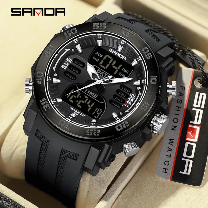 

SANDA G Style Men Digital Alarm Watch Military Sports Watches Dual Display Waterproof Electronic Wristwatch Relogio Masculino