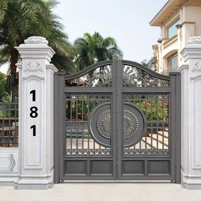 2D Flat 1pc Elegant Address Plaque for Enhanced Curb Appeal - Easy to Install Modern Black Metal House Numbers