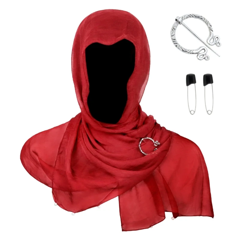 340D Vikingly Themed Hooded Shawl Pearls Detail Medieval Renaissances Festival Capes