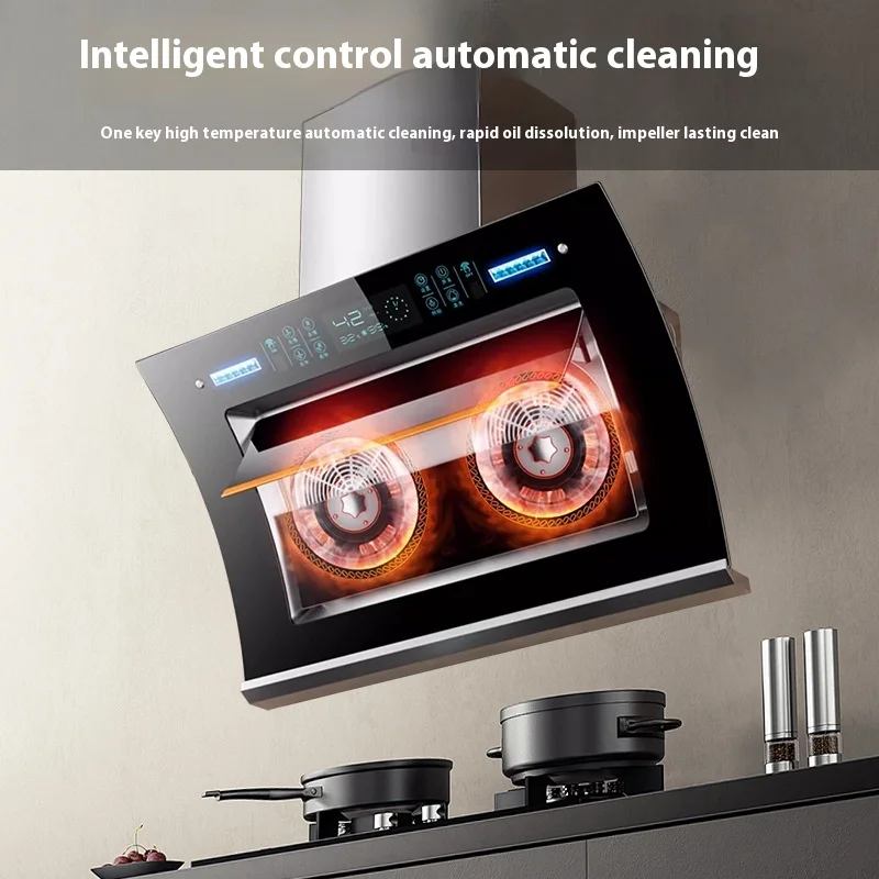 Electric Double Motor Range Hood for Large Kitchen Side Suction Automatic Cleaning Factory Wholesale for Household Use