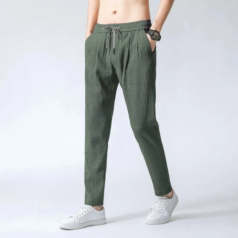 Spring Summer New Fashion All Match Men's Clothing High Waist Solid Ice Ropa Hombre Quick Drying Casual Trousers Loose Y2K Pants