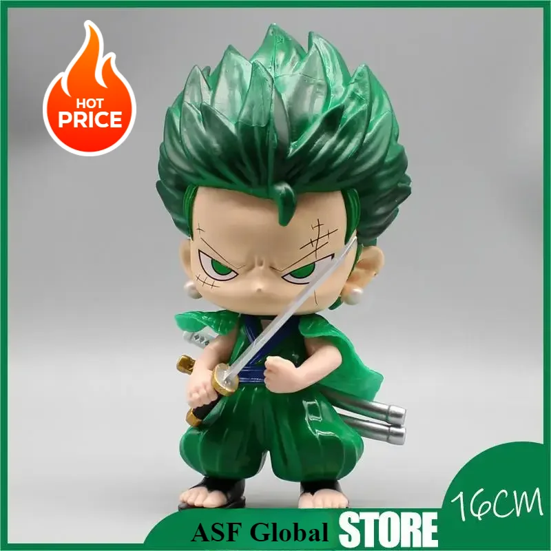 

Новинка, 16 см, One Piece Roronoa Zoro, аниме фигурки Q Version, ПВХ Модель, настольное украшение, периферийная коллекция, праздничные подарки, игрушки