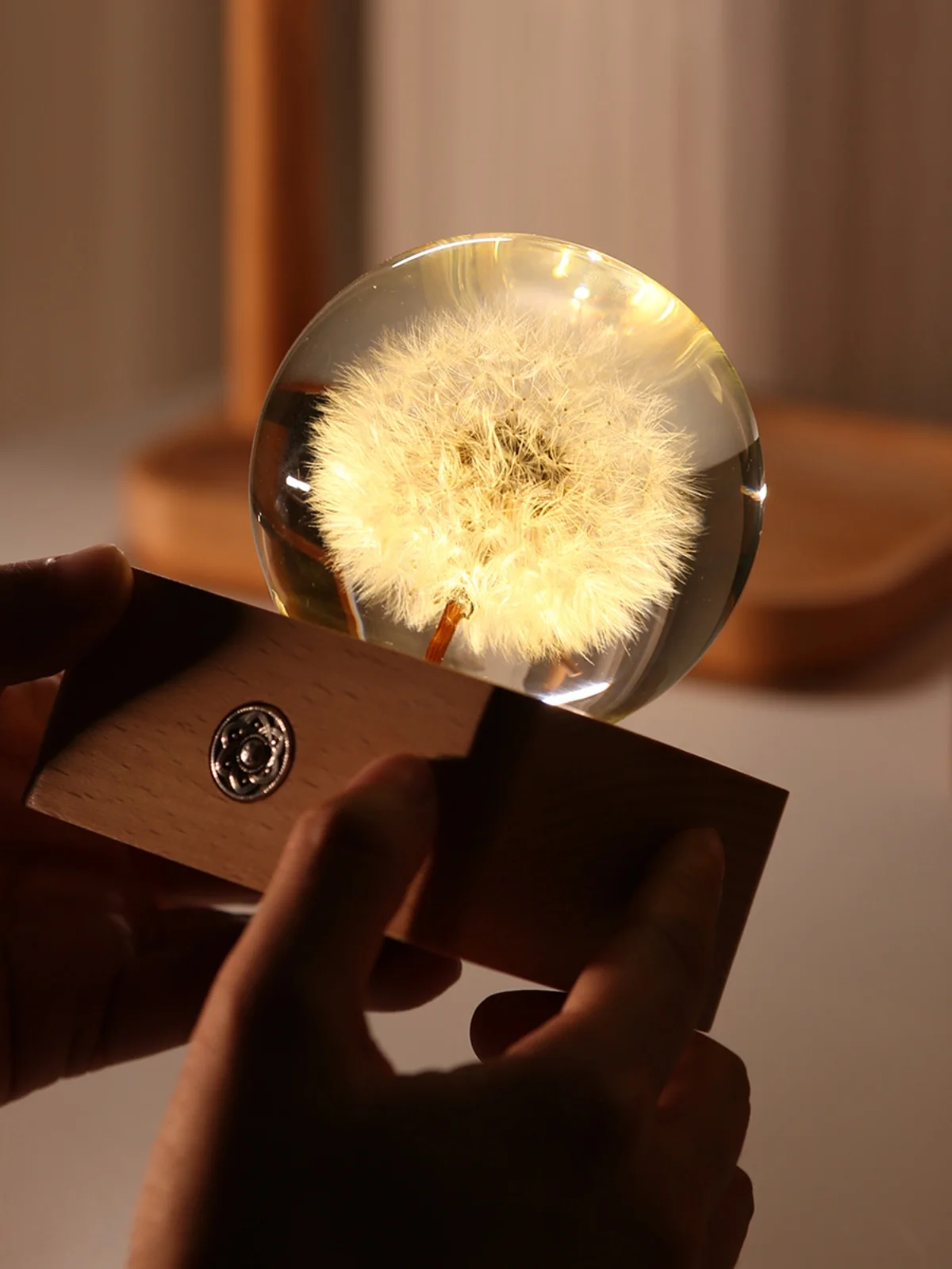 Dandelion crystal ball music box rotating night light sky city   ornament girl birthday gift