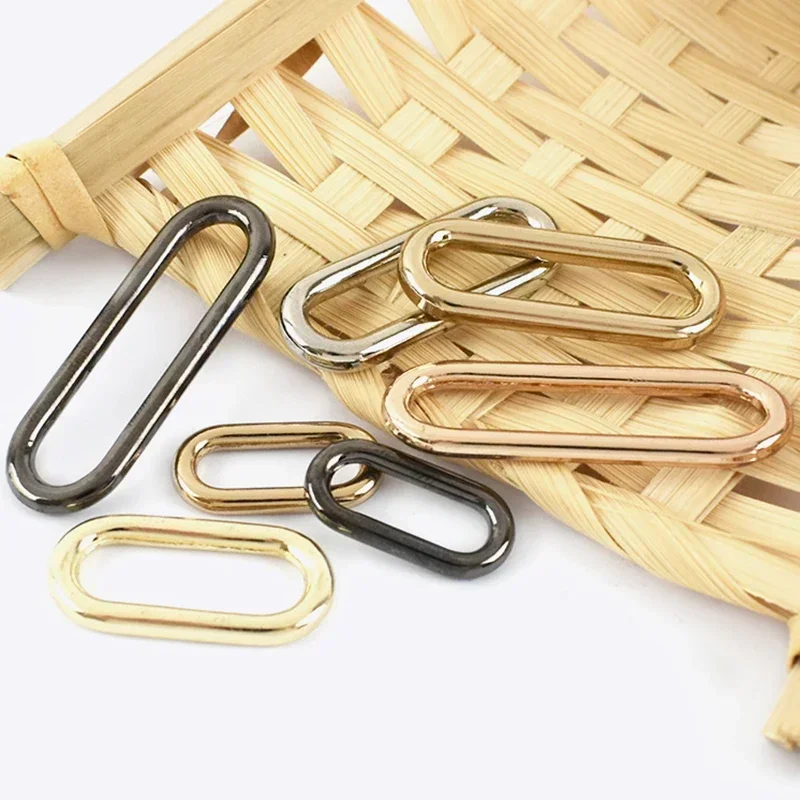 10/20Pcs 15mm-60mm O Ring Metal Oval Buckles Shoes Clasp Egg Button Bag Strap Connect Rings Adjust Hook Accessories for Handbags