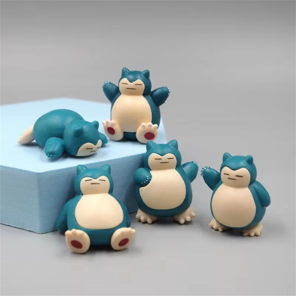 5 Pcs/Pokemon Snorlax Mini Anime Figure 1.8-3cm Micro Landscape Cake Decoration Kawaii Ornaments Toy Children Christma Gift