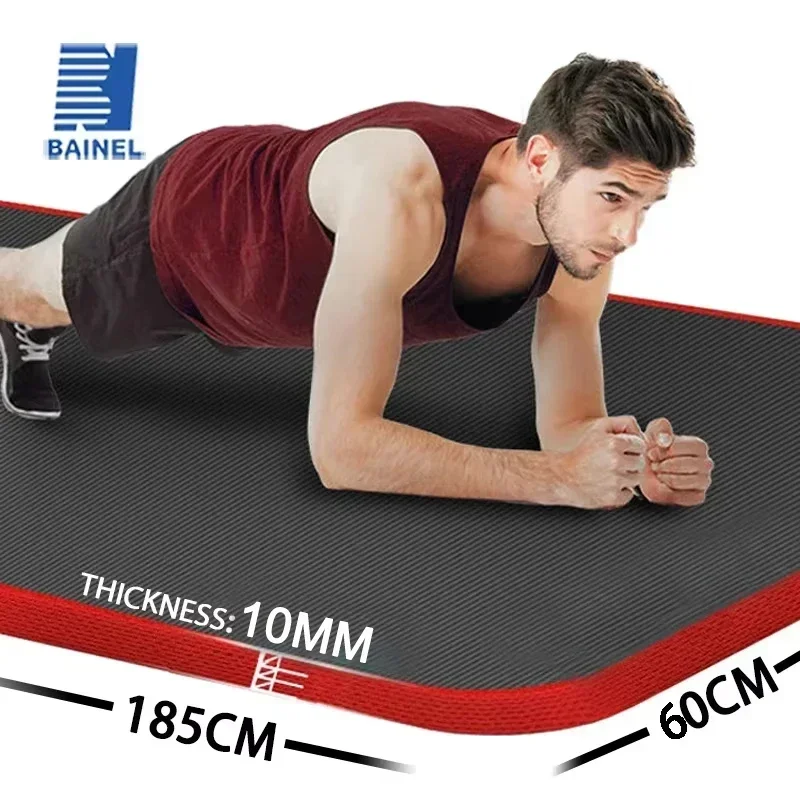 10MM Extra Thick 183cmX61cm Yoga Mats NRB Non-slip Exercise Mat Fitness Tasteless Pilates Workout Gym Mats with Bandage