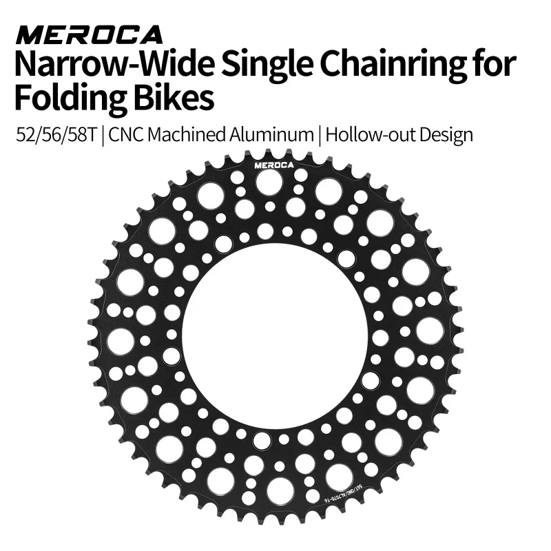 MEROCA 130 bcd chainring 5 bolt 52T 56T 58T For Brompton DAHON Folding bike Aluminum alloy 130BCD narrow wide Single chainring view 6