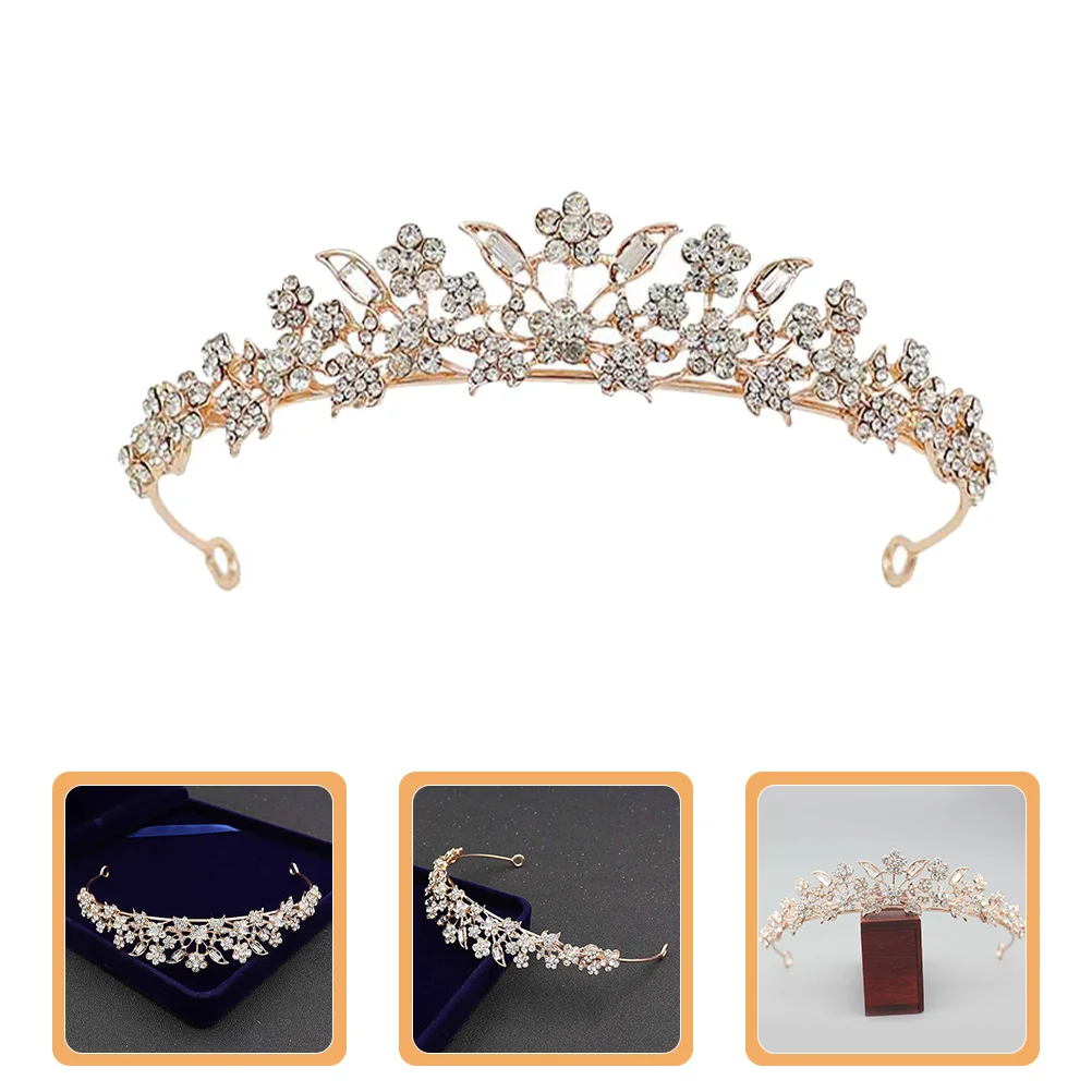

Rose Gold Crown Bridal Headband Rhinestone Wedding Accessories Vintage Baroque Queen Crowns Elegance Lightweight Design