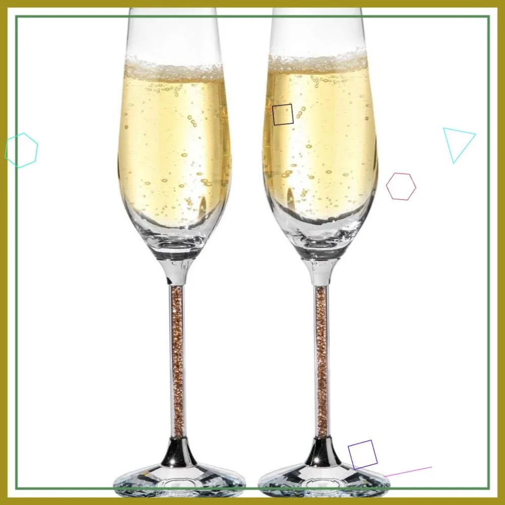 

Сверкающие флейты для шампанского со светодиодными хрустальными стеблями, стаканы для тостов высотой 8 унций 10 дюймов