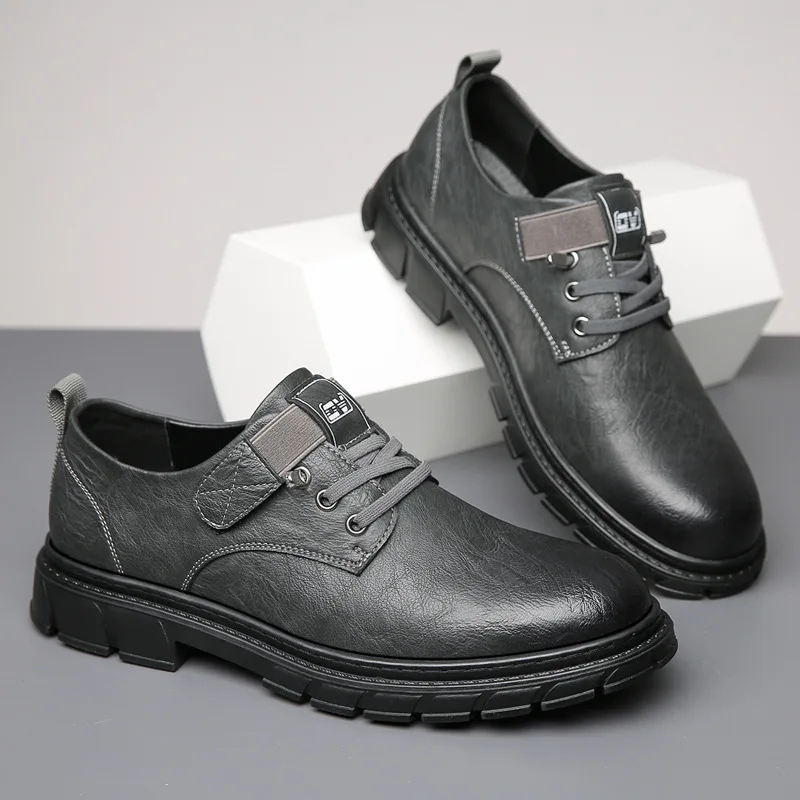 أحذية عمل رجالية جديدة غير رسمية ذات نعل سميك اتجاه الشباب النسخة الكورية أحذية عمل ريترو غير قابلة للانزلاق ناعمة Sole6568