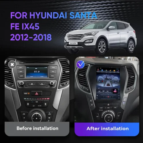 Imagen 2 del producto Radio de coche para Hyundai Santa Fe Ix45 2012 - 2018 navegación GPS estéreo Multimedia pantalla Vertical Android Auto BT No 2 DIN