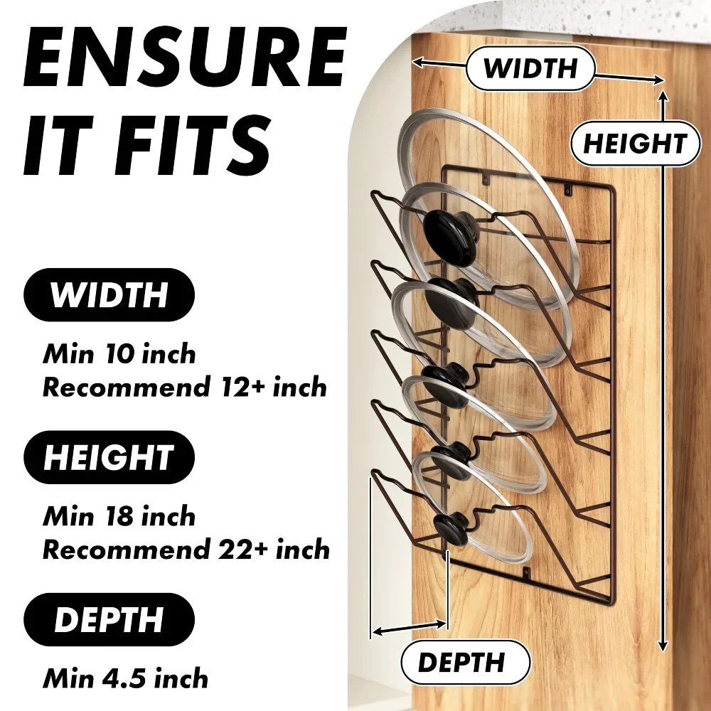 

Нержавеющая стеллаж для хранения, кухонный органайзер, настенная подвесная крышка для кастрюли, многофункциональная стойка для крышки кастрюли, пятислойная металлическая крышка для кастрюли