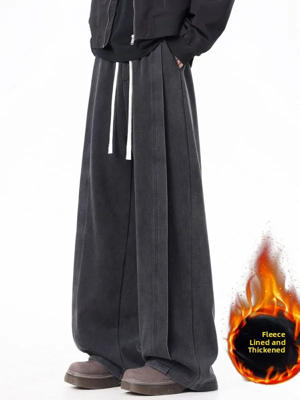 

Мужские повседневные брюки TANGZ Studio American Sle Deconstructed Color, свободные, струящиеся, с широкими штанинами, на шнурке, спортивная одежда