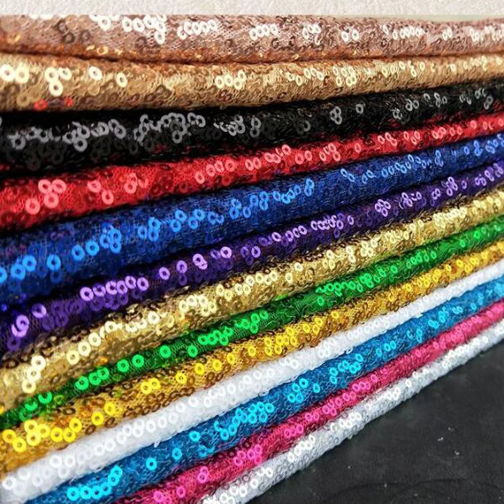 

3mm Shiny Sequin Fabric Easy to Cut Costume Fabric for Making Tablecloth, Table Runner, Dress 135x100cm(Black)