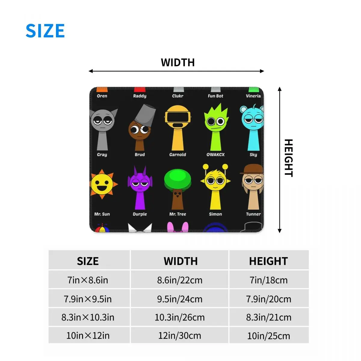 All My Sprunki Game Toys Multi-size Mouse Pad Computer Keyboard Mouse MatGaming PC Laptop Desk Mat Office Accessories Table Mats
