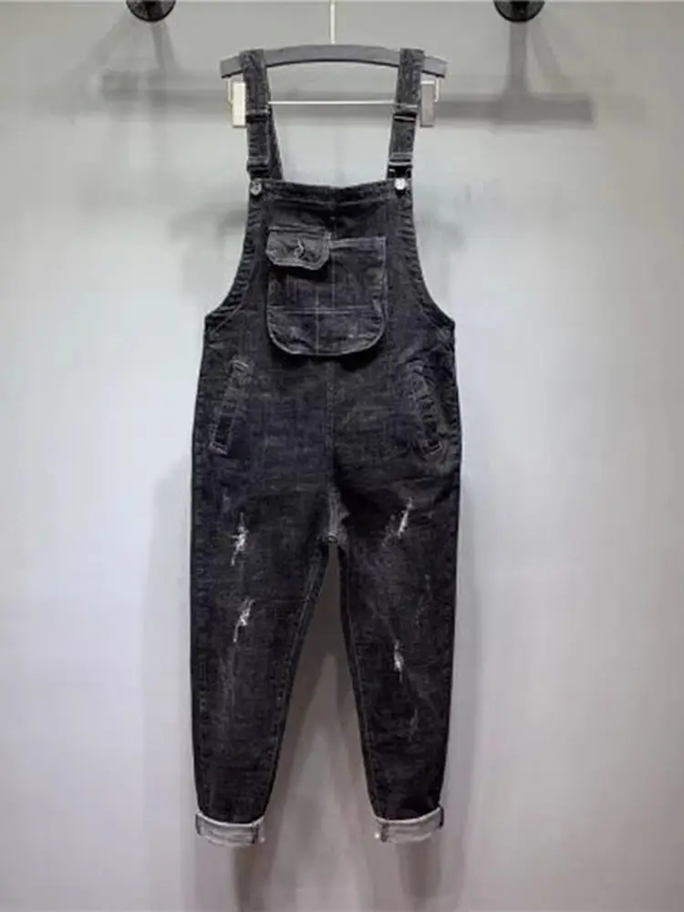 

Джинсовый комбинезон Bannai Yue Street свободного кроя, черный, весна-лето, новинка, студенческий стиль, с большими карманами, длинные брюки