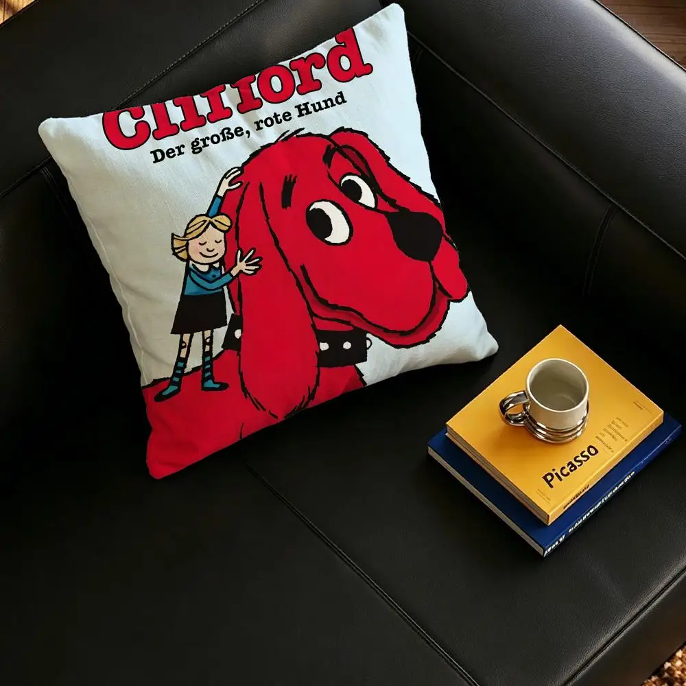 C-Clifford The Big Red Dog Cushion Cover Natural Linen Pillowcase Set, All-in-One Decor for Sofa, Bedroom & Chair - view 3