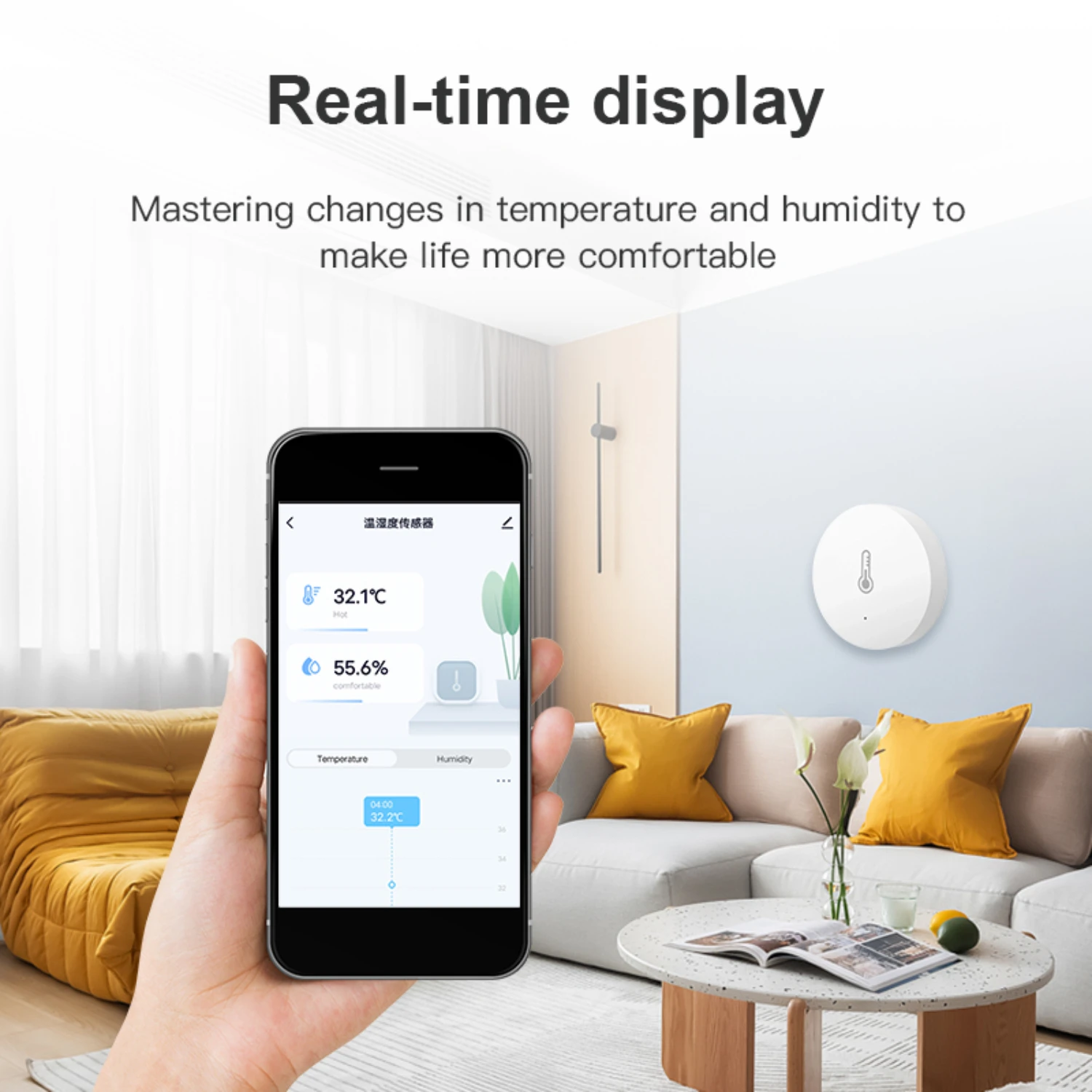 El sensor de temperatura y humedad ZigBee funciona con el control en tiempo real de la aplicación Alexa Smart Life