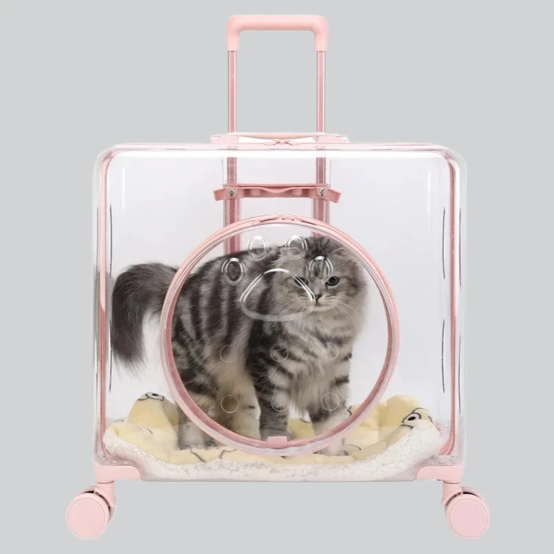 

hot sale New Pet Trolley Case Transparent Large Capacity Pet Crate Portable Outdoor Pet Bag Lightweight Cat Bag