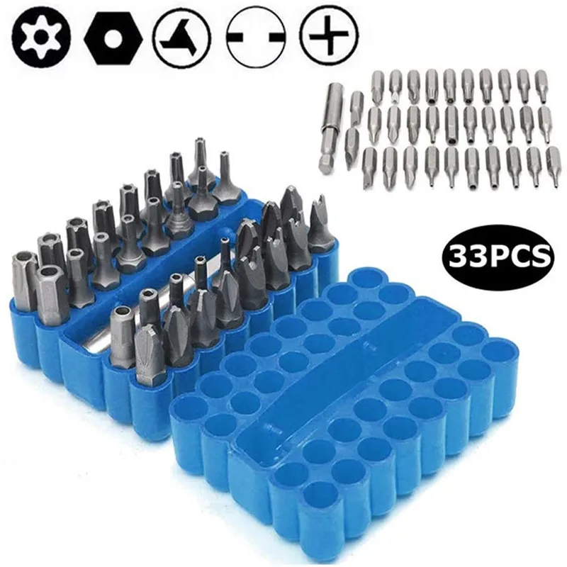 Juego de brocas de destornillador eléctrico, accesorios de combinación de tres garras y cuatro garras, Hexagonal, flor de ciruelo, 33 unids/set