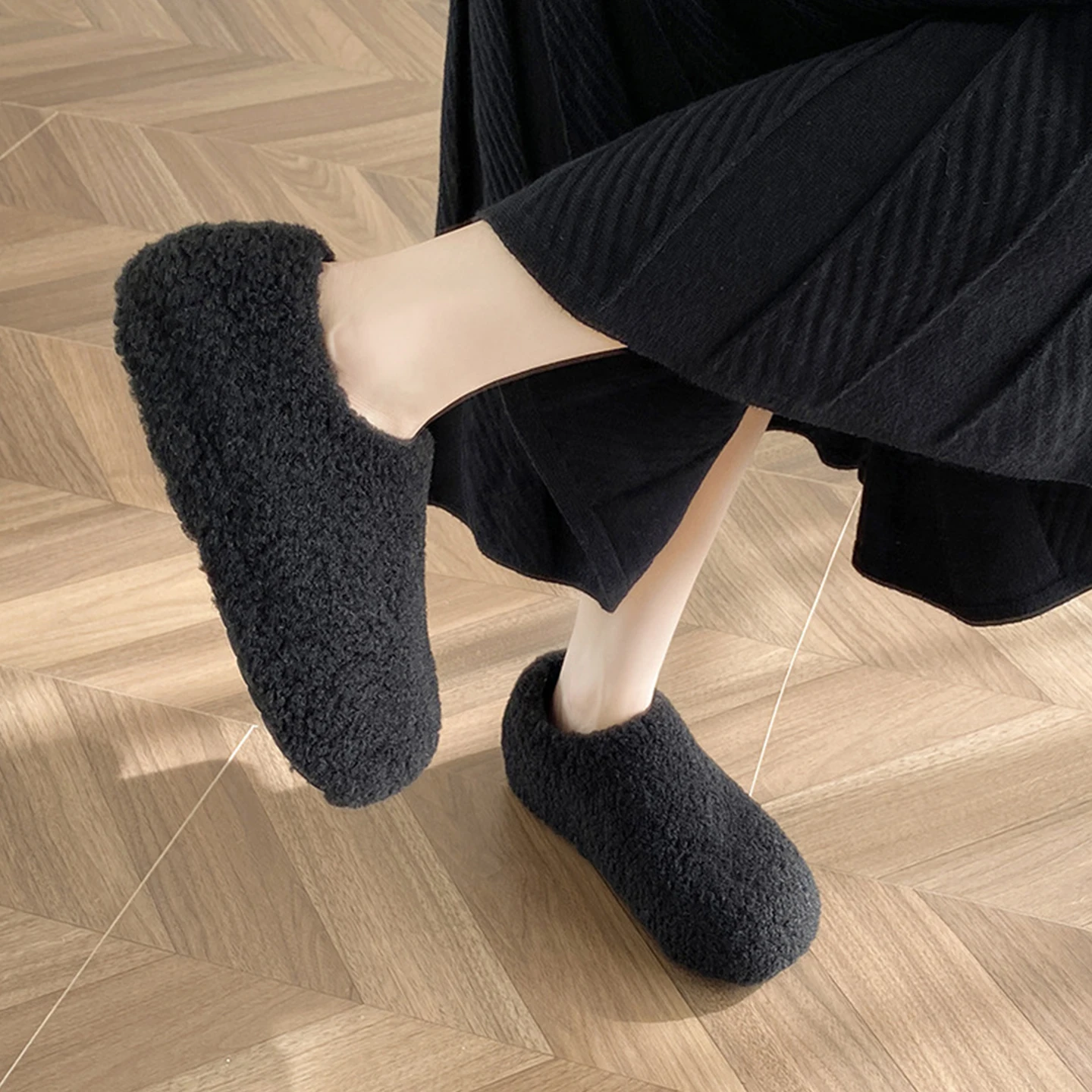 

Anti-Slip Thi Bot Warm Casual Women's Winter New Sle eepskin Slippers Slip-On Cotton oes Comfortable Indoor Outdoo...