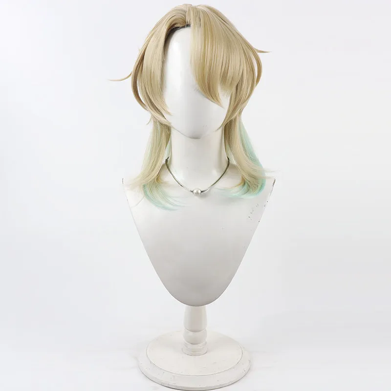 Juego Wuthering Waves Luuk Herssen Cosplay peluca oro medio hasta Cosplay peluca con reflejos verdes para Comicon fiesta adultos mujeres hombres
