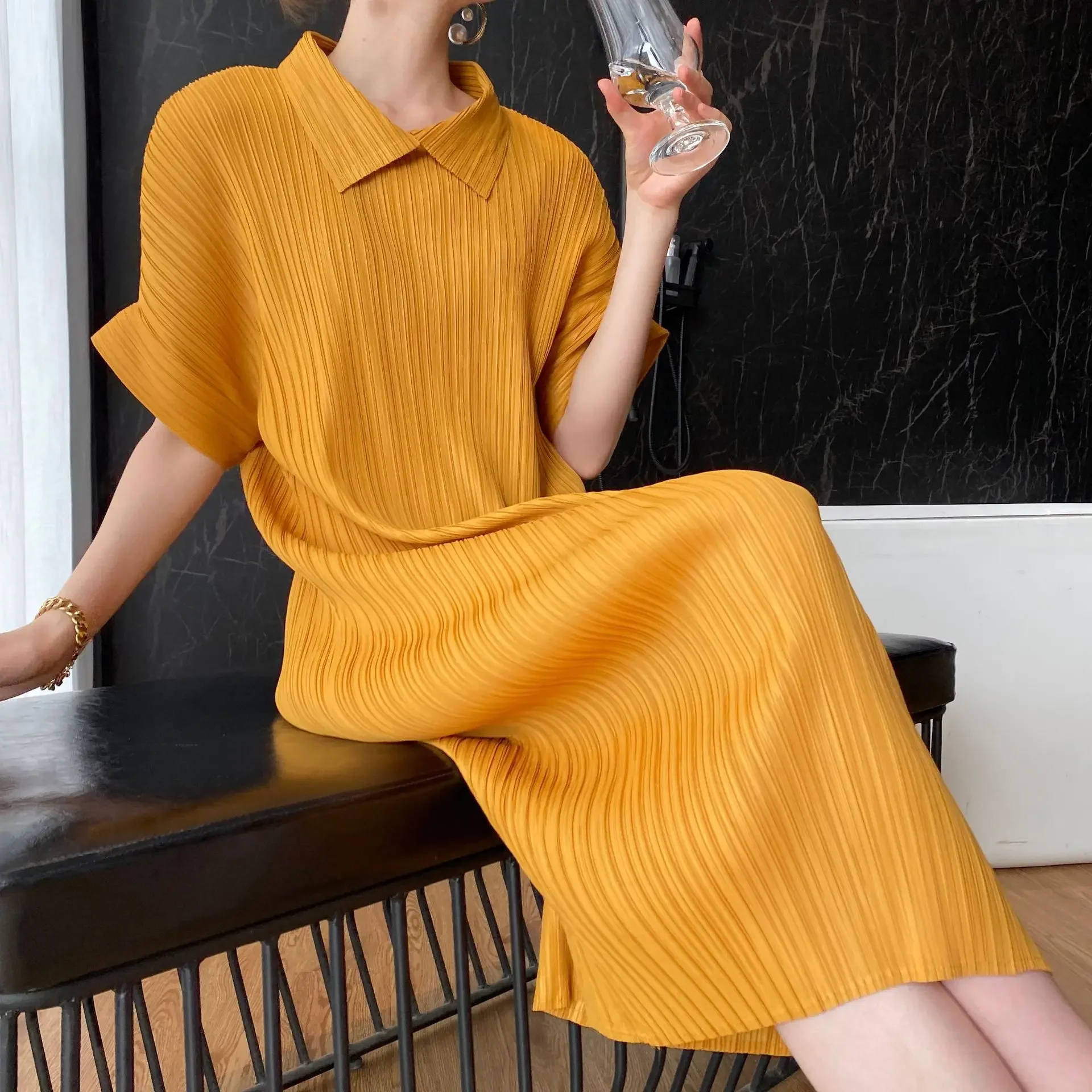 

Pleats Original Pleated Women's Dress Senior Sense Plus Size Thin Fashion High-end Dress 2024 Summer New Women Clothing