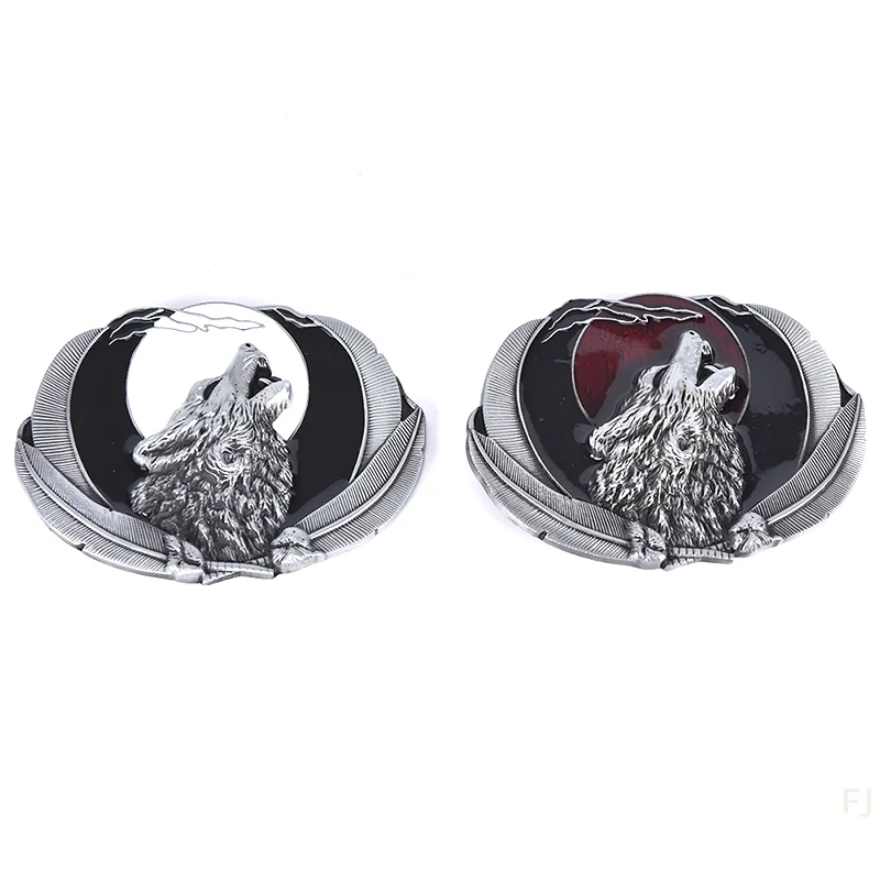 [YU]Western Wolf Moon Men‘s Alloy Leather Belt Buckle Vintage Cowboy Buckle New - Image 5