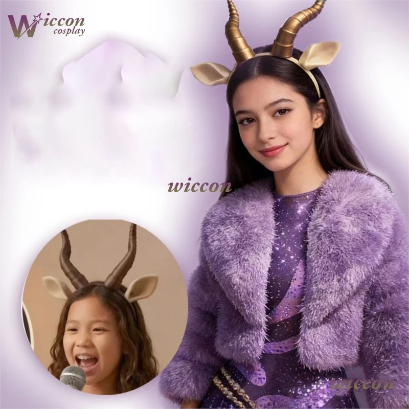 WuHu Zoo película de dibujos animados adultos niños 2025 Gazelle HORN decoración Cosplay diadema púrpura marrón escenario Sparkle Shakiraas Accesorios