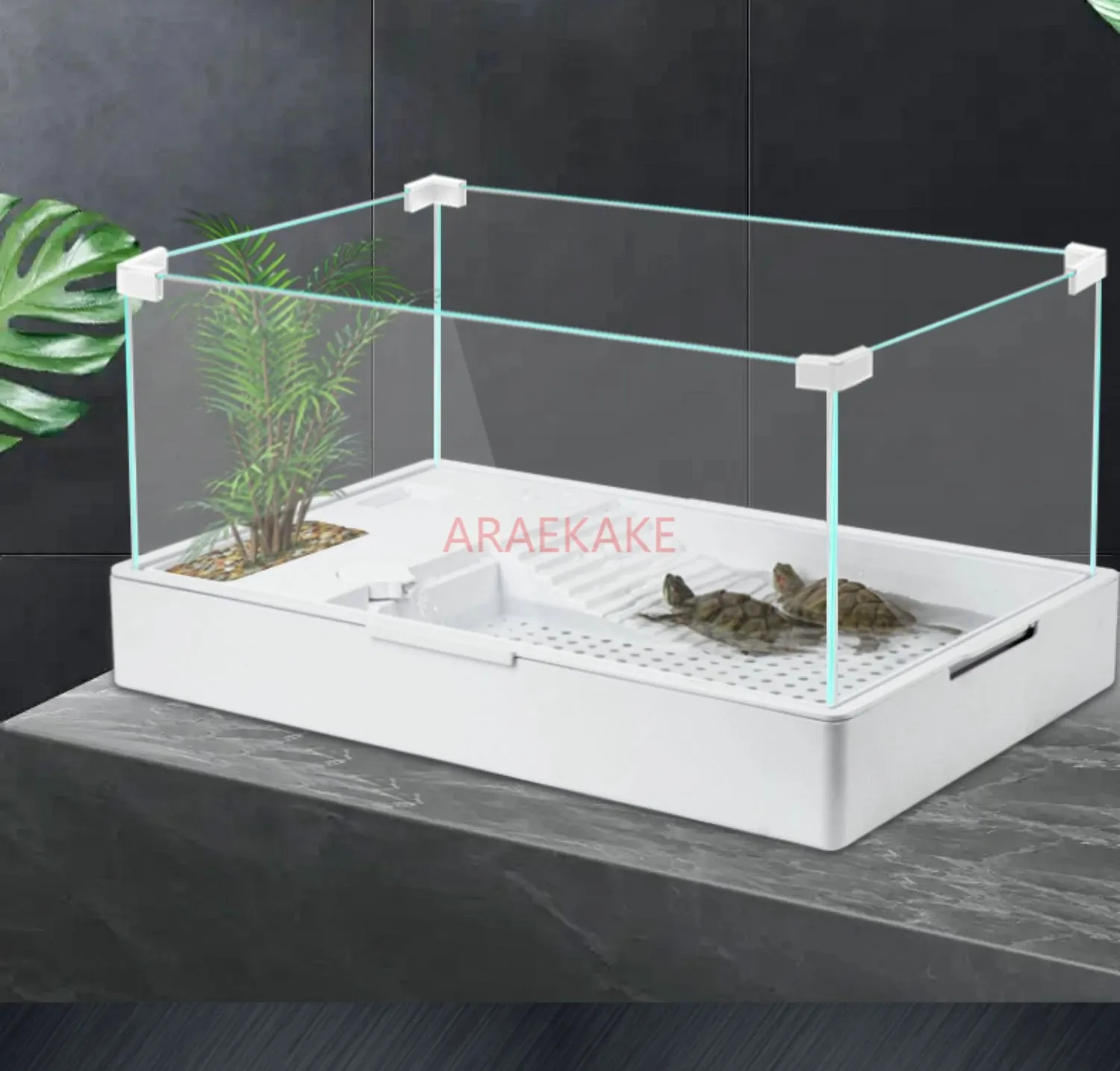 Turtle tank breeding box, small glass landscaping ecological tank, turtle breeding special tank, household living room, large