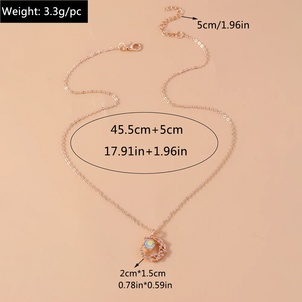 Aihua Exquisite Y2K Gold Farbe Kristall Sonne Mond Sterne Halsketten für Frauen Koreanische Temperament Schlüsselbein Kette Geburtstag Schmuck Geschenk – Detail 20