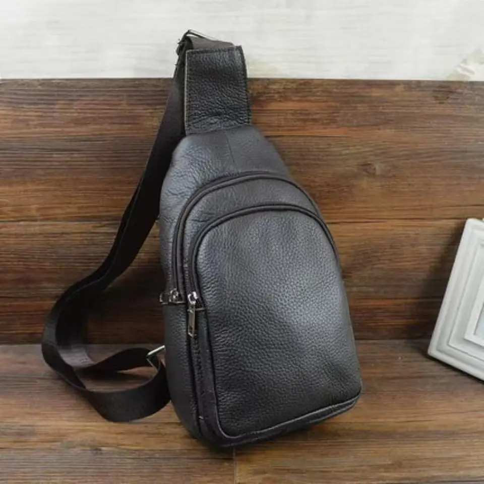 2027 New Fashion Cow Genuine Leather Men Waist Packs Casual Chest Bags High Quality Boy Brand Design Chest Shoulder Package
