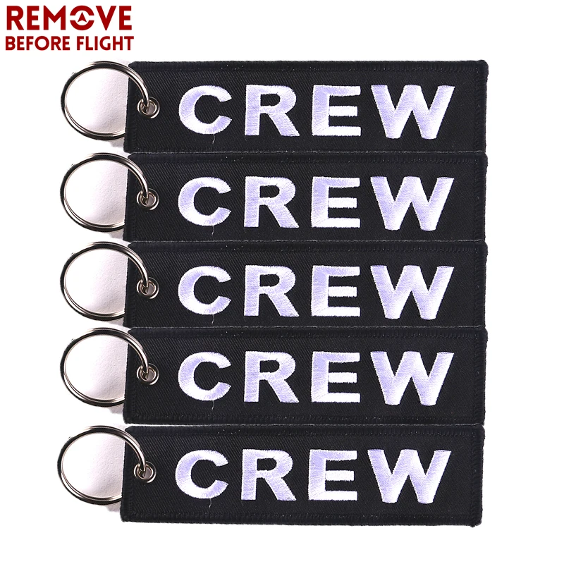 5PCS CREW Embroidery Keychain Aviation Gifts School Bag Car Key Accessories Pendant Trinket Gift Keyrings Fit Men Boy Keys